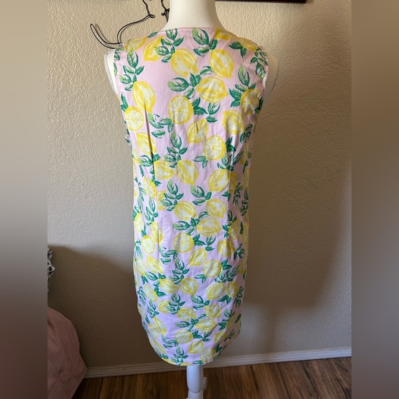 Cynthia Rowley Pink Yellow Lemon Print Shift Dress sz 8 - Picture 3 of 8